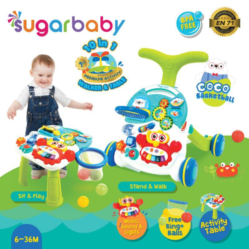 SUGAR BABY 10in1 Series PREMIUM Activity Walker &amp; Table &quot;COCO BASKETBALL&quot;