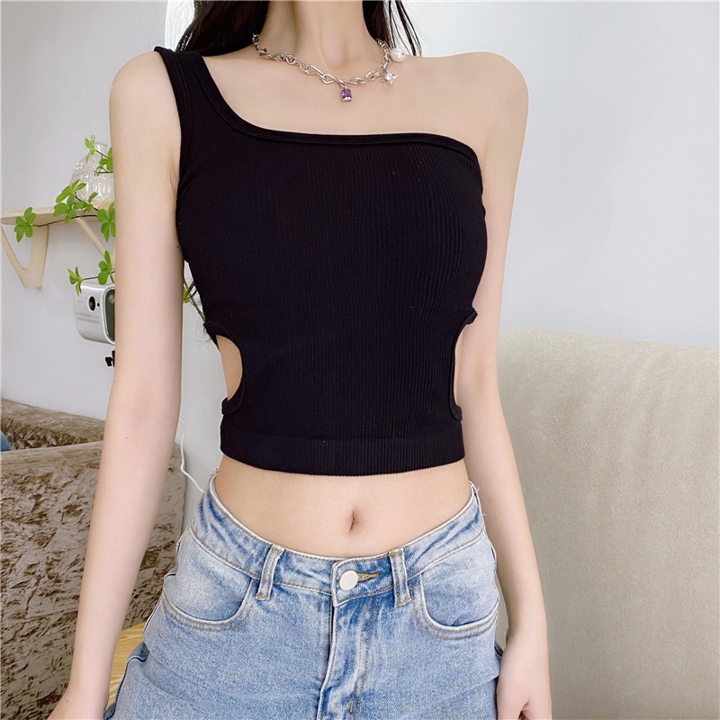 TELLY ➡️ 255 Crop Tank Top Bra Atasan Wanita / Tanktop Basic Elastis Bahan Premium Garis with cup