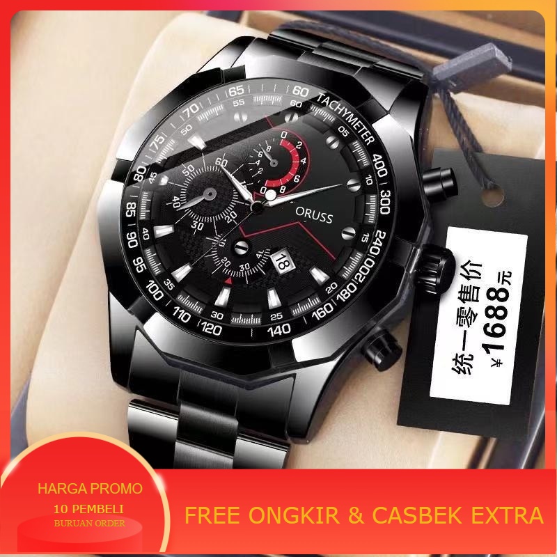 Jam Tangan Pria ORUSS R 14 Waterresistant Chronograph Original