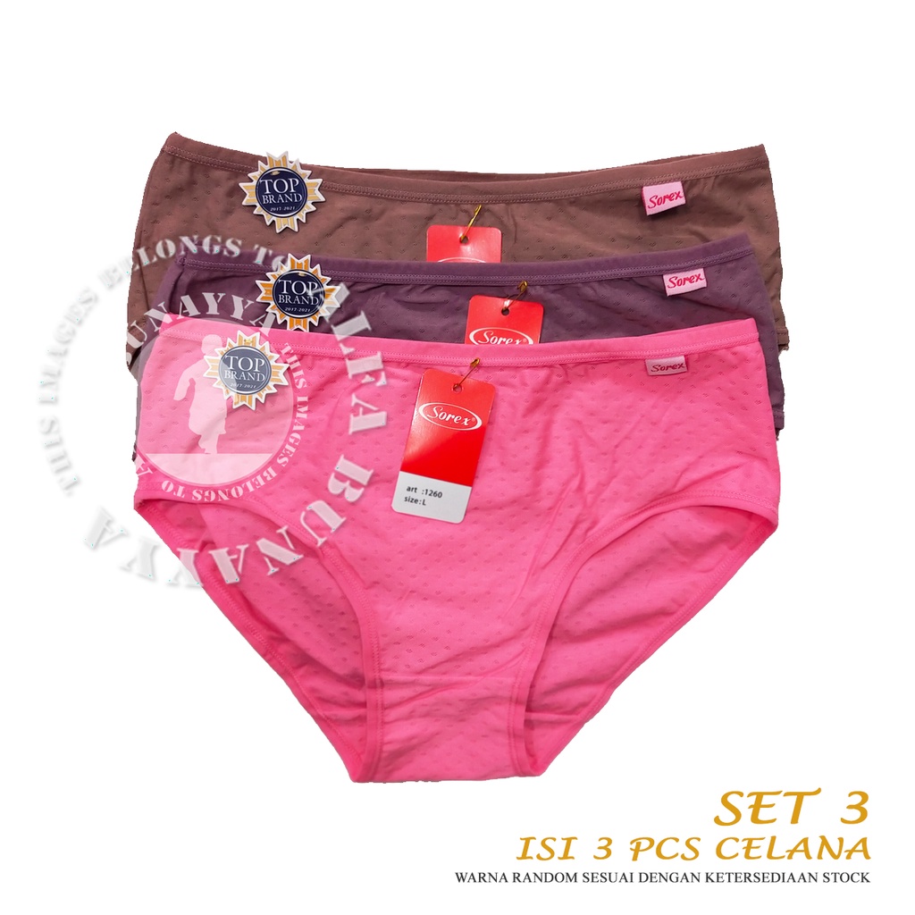 3 Pcs Celana Dalam Wanita SOREX 1260 - CD Underwear - Comfort Chic - Pakaian Dalam Wanita Katun Cotton