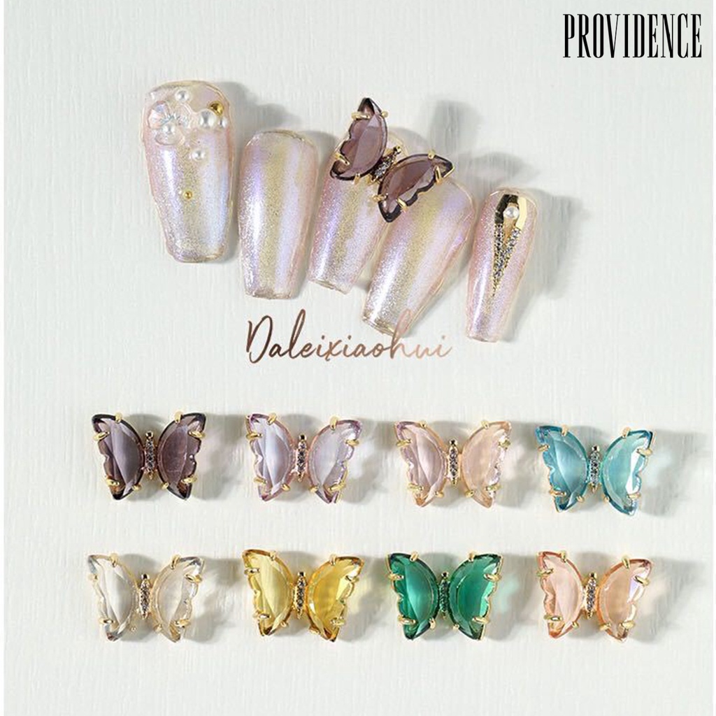 Providence Ornamen Kupu-Kupu 3d Warna-Warni Untuk Dekorasi Nail Art Wanita Charms