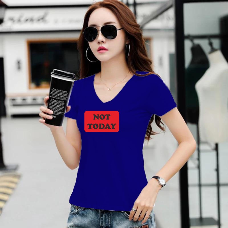 YOURSTYLE1119 - KAOS WANITA VNECK NOT TODAY RED/ KAOS TERLARIS / KAOS VNECK