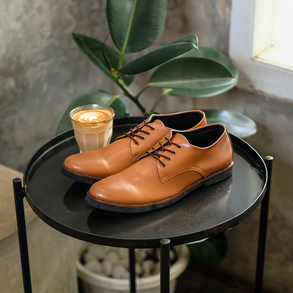 Fuerte Brown | Sepatu Pantofel Coklat Kasual Kerja Fantopel Laki Pantopel Casual Ori | FORIND Giant