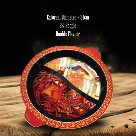 ------] Panci HotPot 2 Rasa Naga Shabu Shabu Steamboat Hitam Merah Emas Resto
