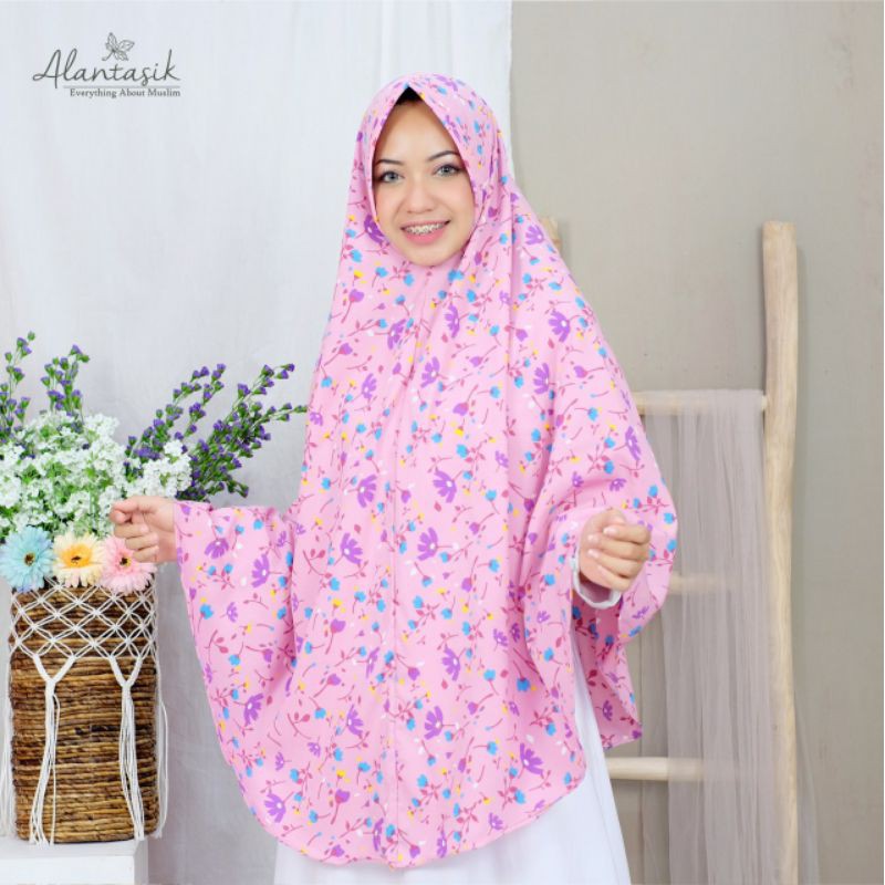 Alantasik - Jilbab XL Wolfis Kinara Monalisa bunga ASTER PET ANTEM  GR.5