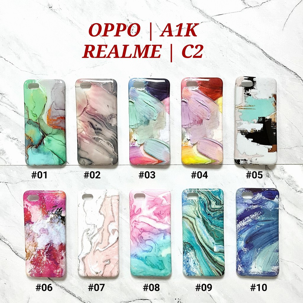 OPPO A1K / C2  F5 / F5 YOUTH  F7  F9  F11 - PAINTING GLITER Soft Case Marble