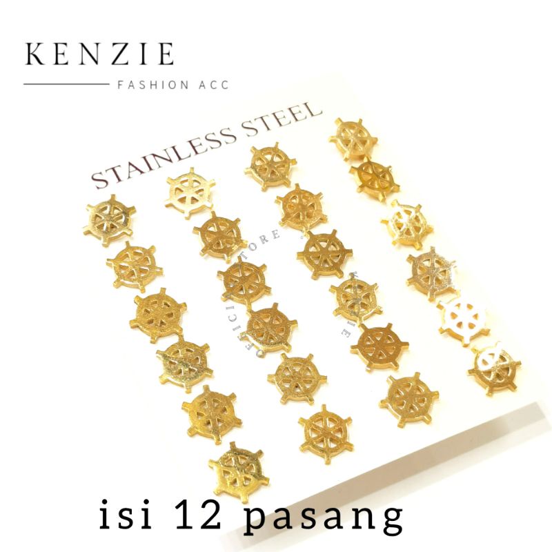 ANTING TUSUK TITANIUM MOTIF SETIR KAPAL ISI 12 PASANG