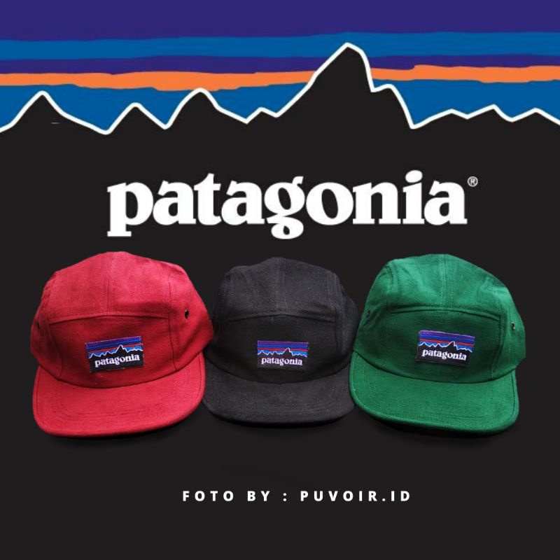 Topi 5 panel patagonia Topi five panel distro pria wanita Topi bordir terbaru marun hitam hijau pata