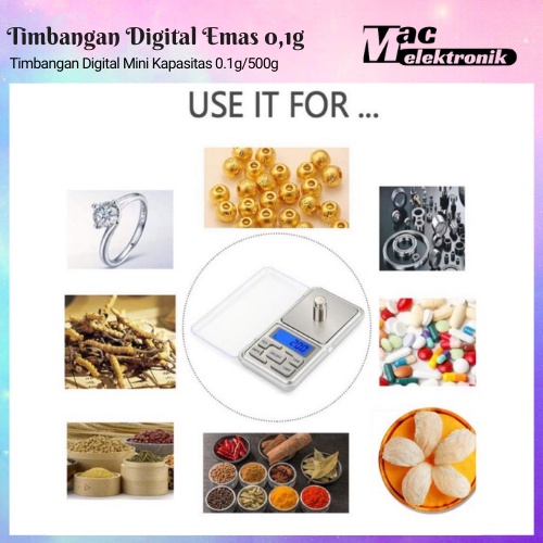 Timbangan Emas Digital Kapasitas 0.1g SAMPAI 500g Akurasi SUDAH DAPET BATERAI