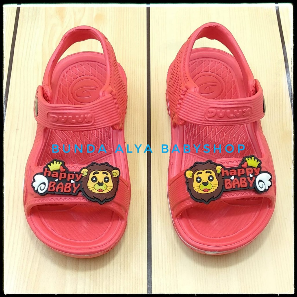 Sendal Anak Laki Laki Karet Usia 3 4 5 Tahun MERAH Elastis - Sepatu Sandal Anak Cowok Karet Animal Lion Anti Licin Size 24 - 29
