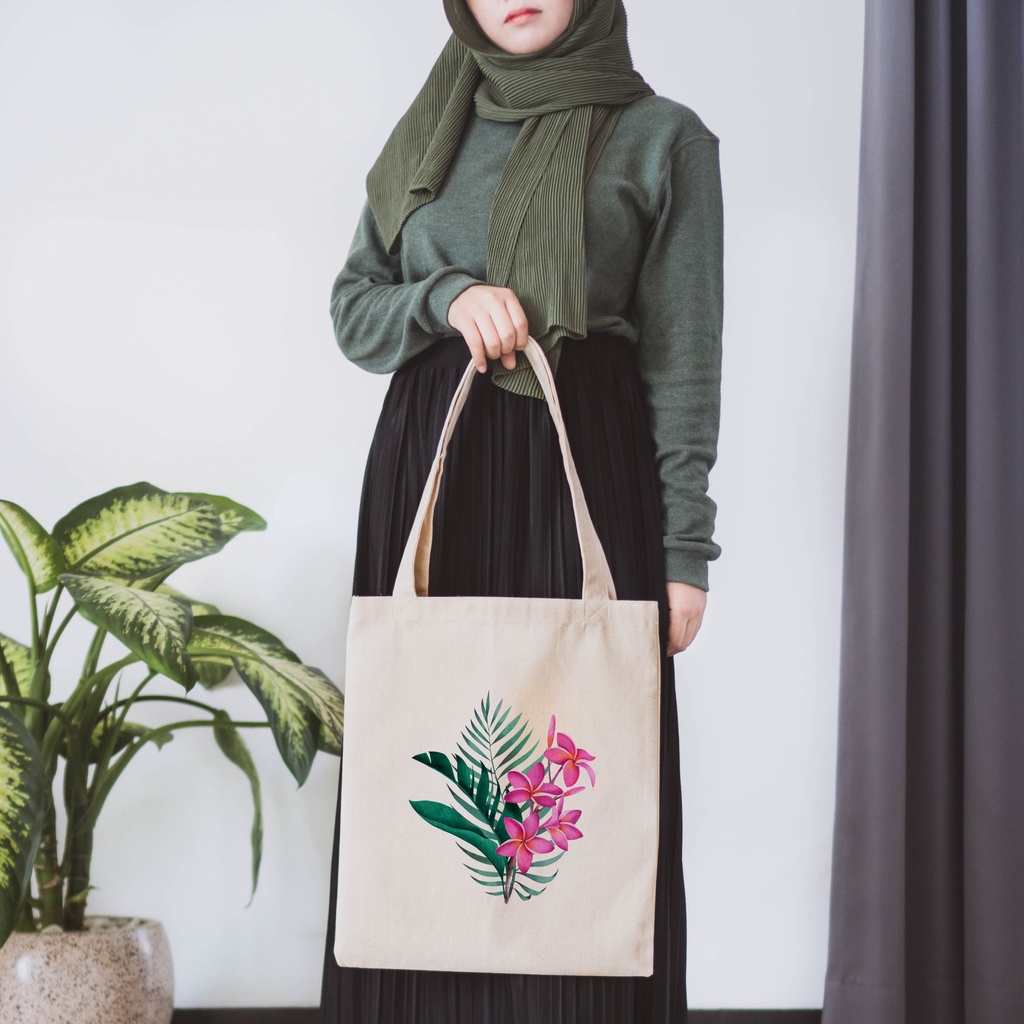 Sevine Tote Bag Kanvas Tas Fashion Totebag Wanita DTF Printing  Tropical Aesthetic Series - KTF3