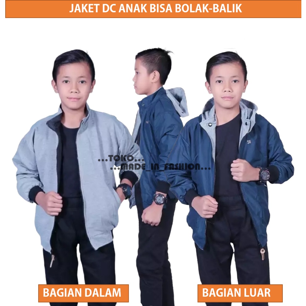 Jaket Anak Laki Laki Jacket Anak BB DC Bolak Balik Waterproof Style Outdoor/Jaket Anak Laki Laki Bolak Balik DC Distro Premium 4-15 tahun BISA COD