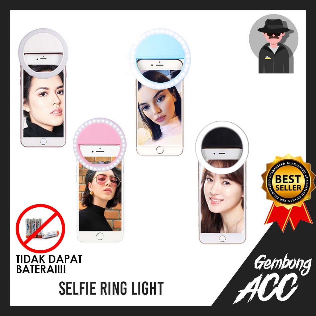 Selfie Ring Light for Smartphone Pupil Radiance { Baterai 2x AAA }