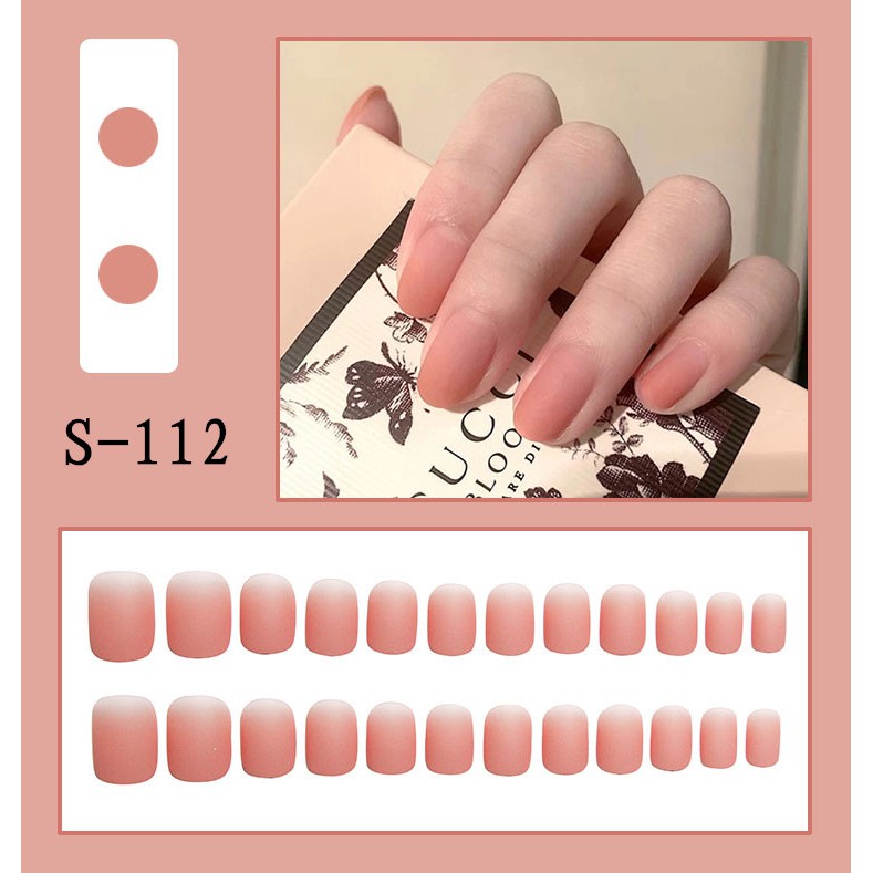 24PCS/SET Simulasi Lem Alpukat Memakai kuku palsu R Perawatan Kuku Palsu-S112