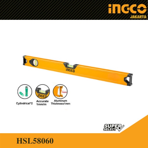 Waterpass Aluminium Spirit Level Waterpas INGCO HSL58060 Alat Pengukur