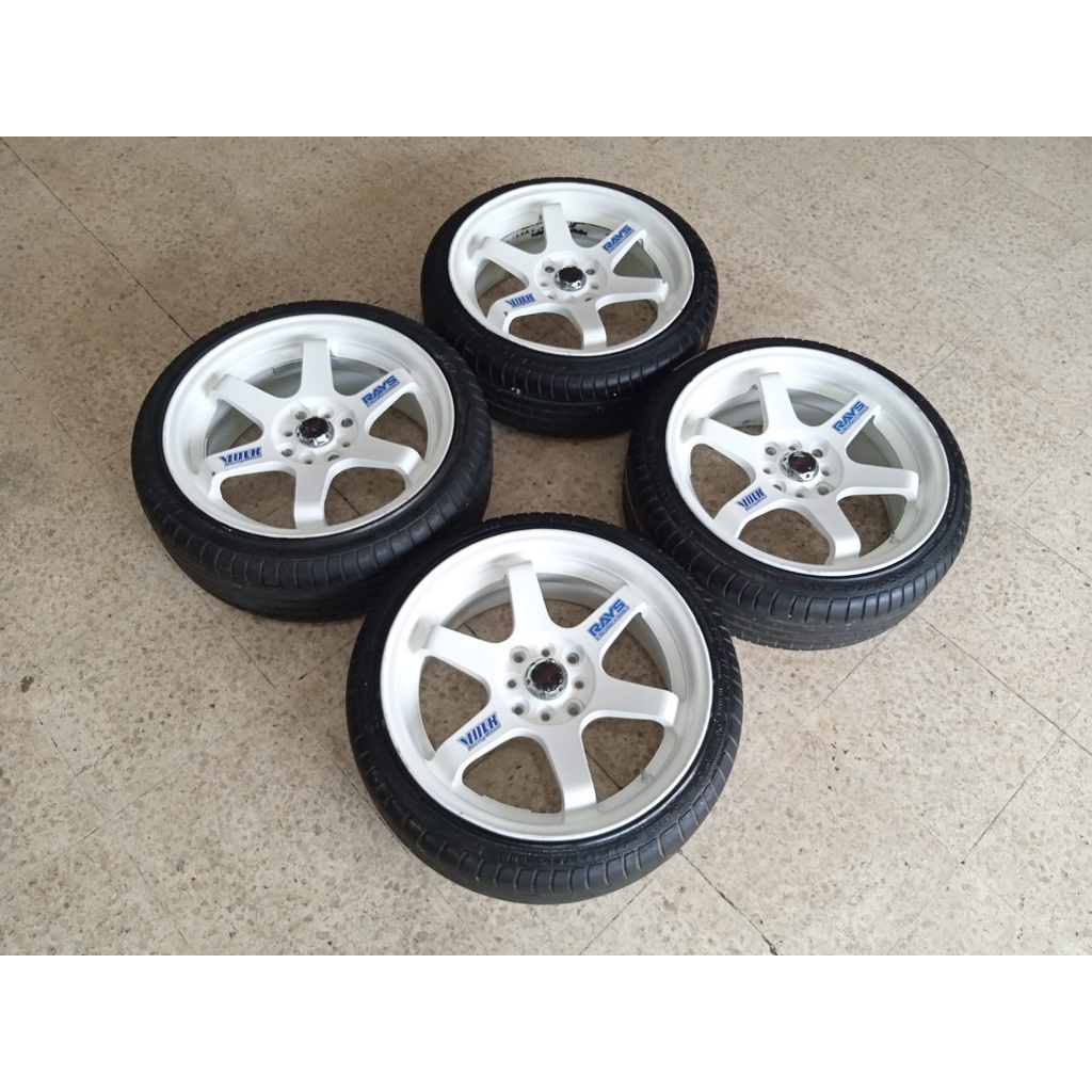 velg mobil bekas brio ring 17x7 pcd 4x100x114 et42 + ban 195 40 (2) 205 40 (2)