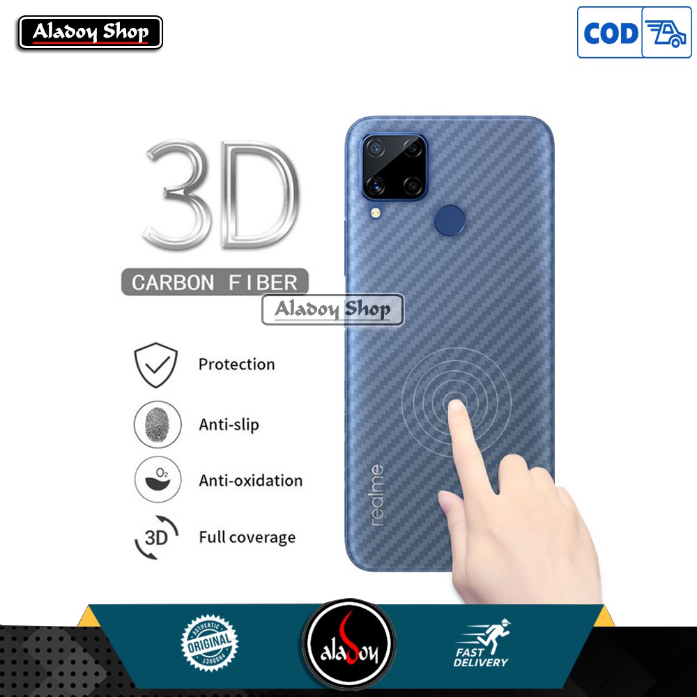 Garskin Realme C15 Back Screen Protector Carbon Transparan