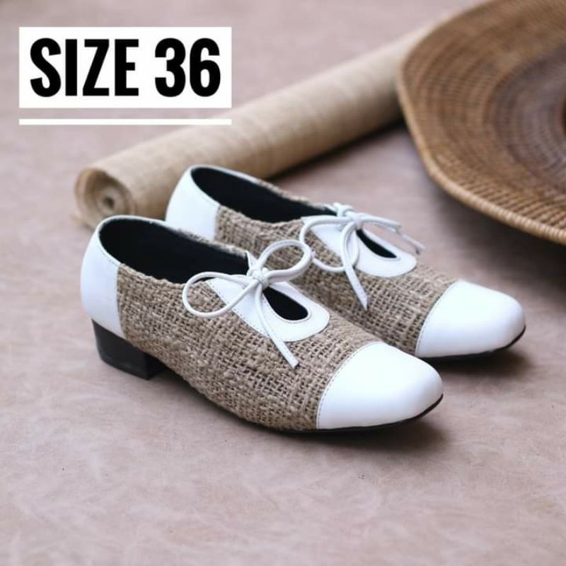 BLOCK HEELS KULIT ASLI, SANDAL BLOCK HEELS, BLOCK HEELS GONI, BLOCK HEELS ETNIK