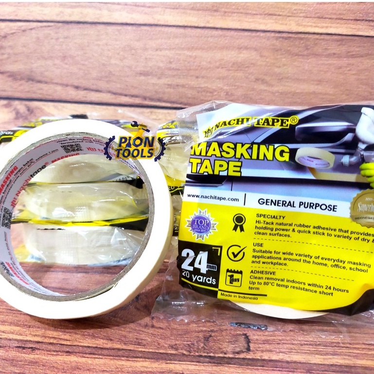 

NACHI ISOLASI KERTAS 24 mm 1 inch x 20 y Masking Tape plakban kertas