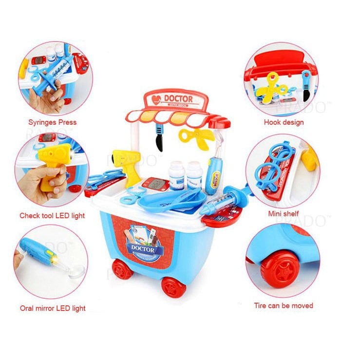 Mainan Anak Dokter-Dokteran Trolly Blue 22 Pcs