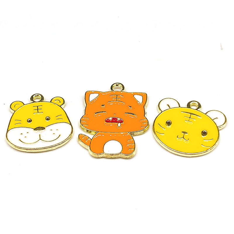 4pcs Liontin Enamel Desain Harimau Daisy Bahan Alloy Untuk Membuat Perhiasan Kalung Anting Gelang