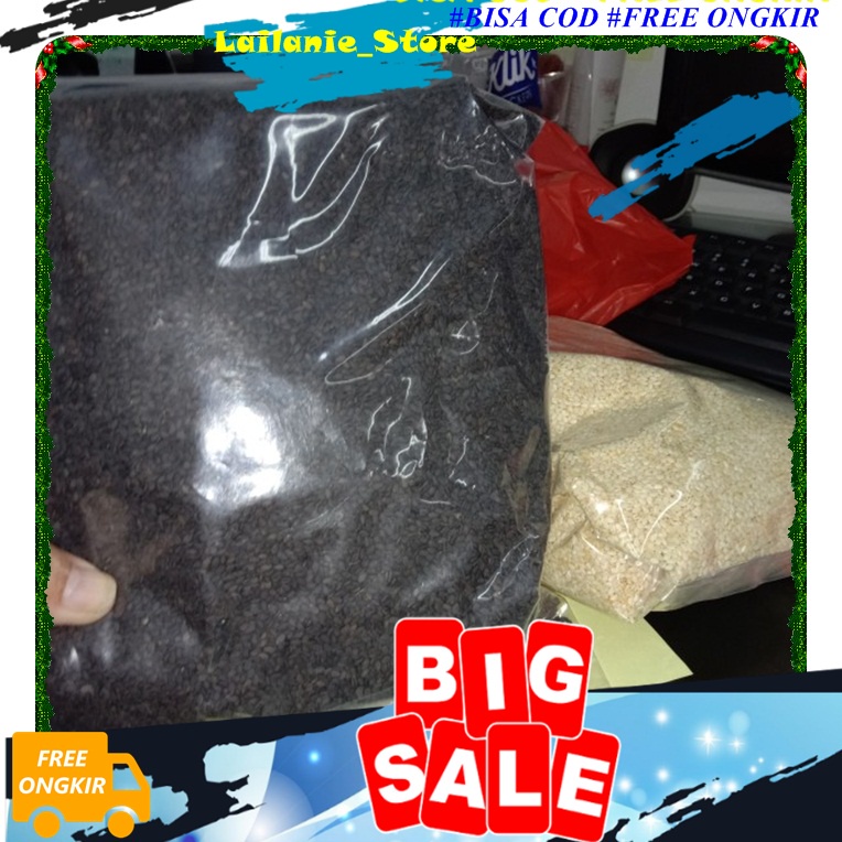 

Repack Biji Bulir Wijen Hitam Premium 1 Kg Sangrai Terbaik Black Sesame Quality Terlaris Murah Terjamin
