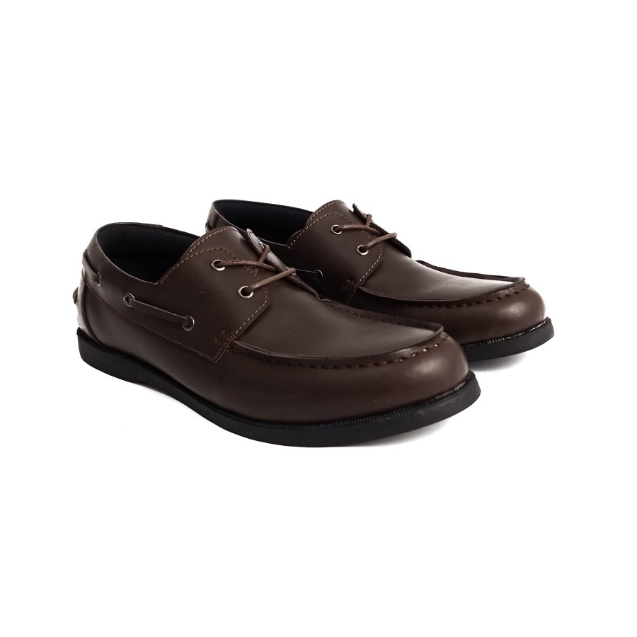 POLLUX BROWN - Sepatu Pria Casual Boat Shoes Kasual Kuliah Formal Cowok/Men Original Footwear