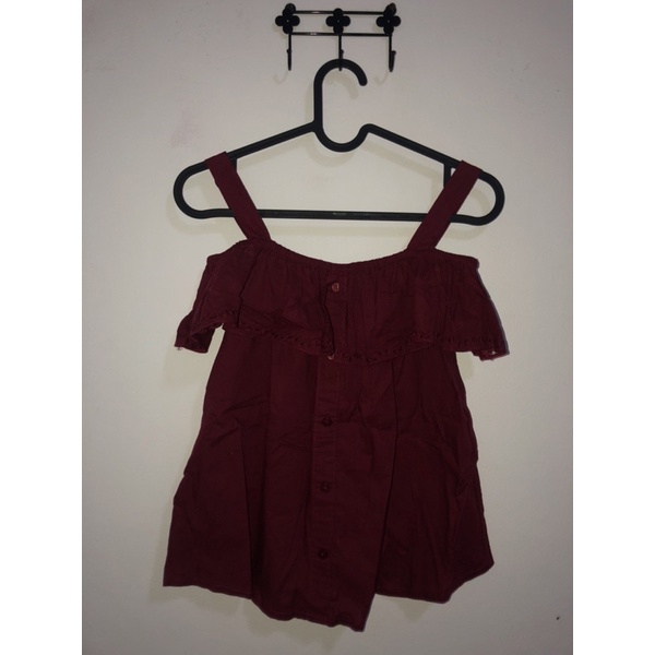 Baju Sabrina Maroon Colorbox Preloved