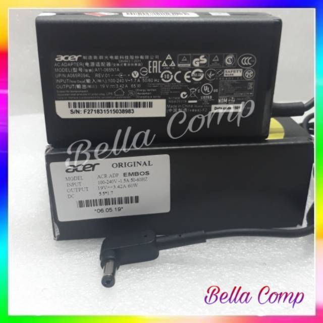 Adaptor Charger Casan Laptop Acer Aspire E14 E5-475 E5-475G E5 475 19V 3.42A 5.5*1.7mm 65W /EMBOS