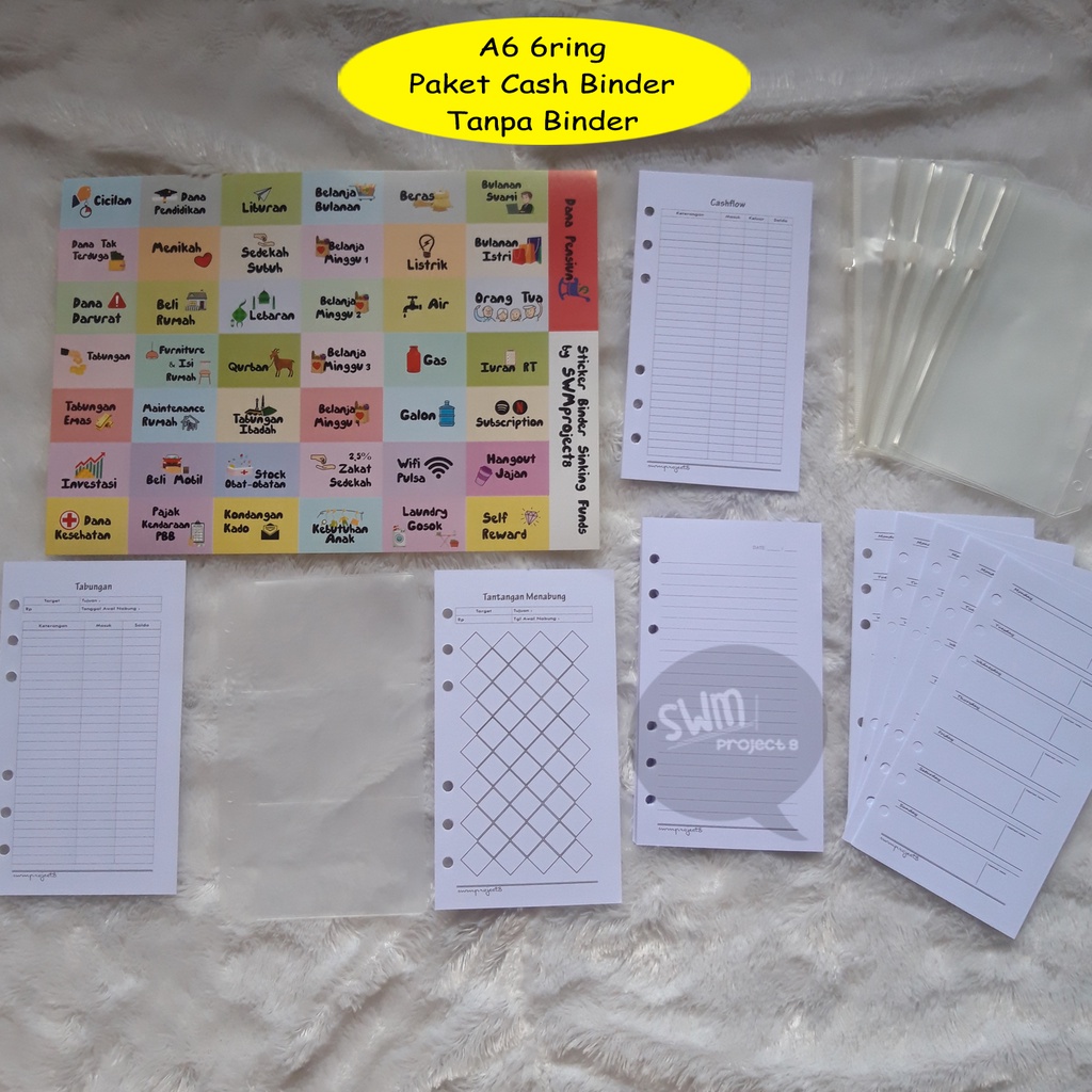 

PAKET CASH BINDER A6 6RING tanpa binder - budget wallet plan dompet pintar atur anggaran keuangan bulanan