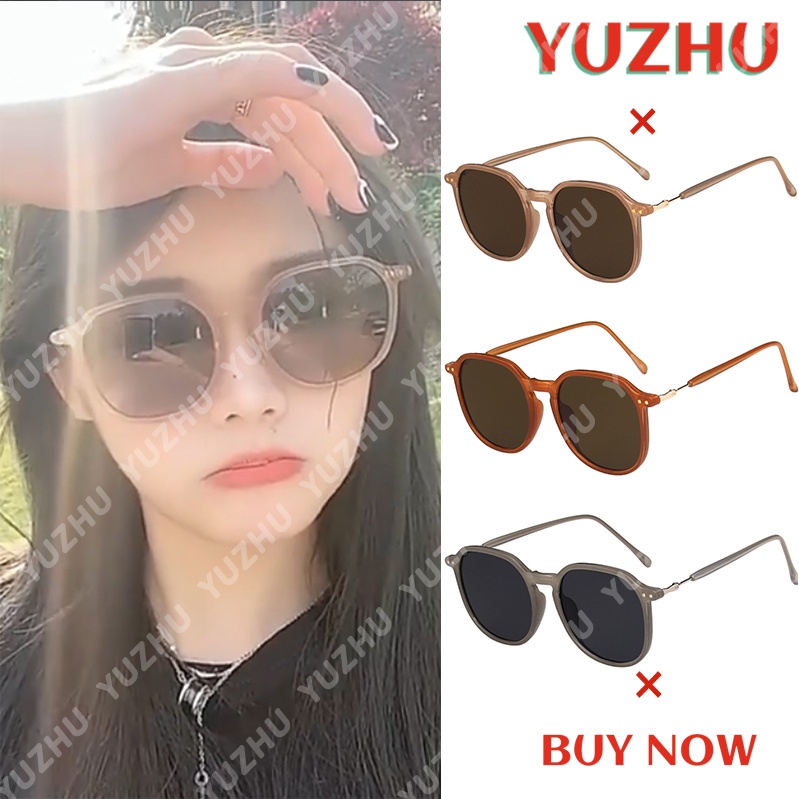 (YUZHU) COD Kacamata Hitam Polarized Brown Gaya Korea INS Retro Oversized Frame Sunglasses Wanita