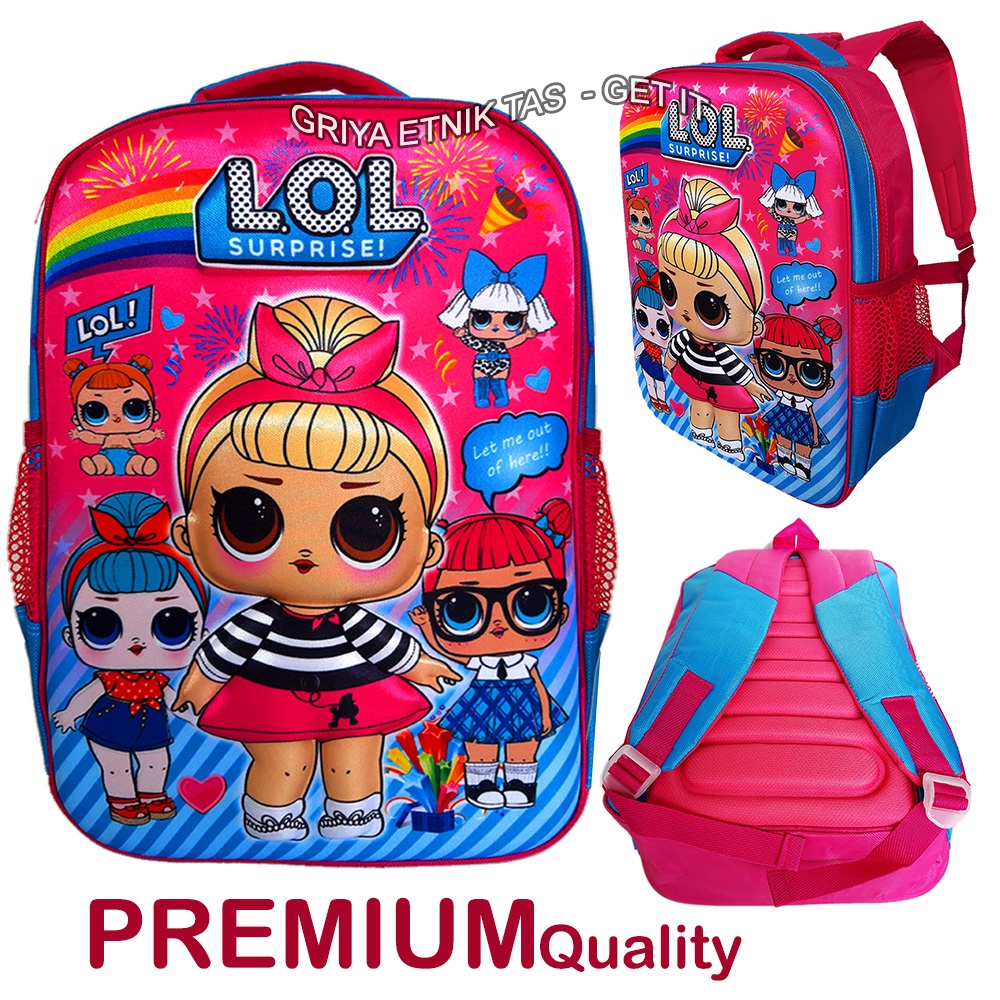 PREMIUM Tas Anak Perempuan Sekolah SD Terbaru Karakter Hello Kitty Doraemon LOL Kantong Ransel Gendong Anak Cewek Gambar Timbul Embos