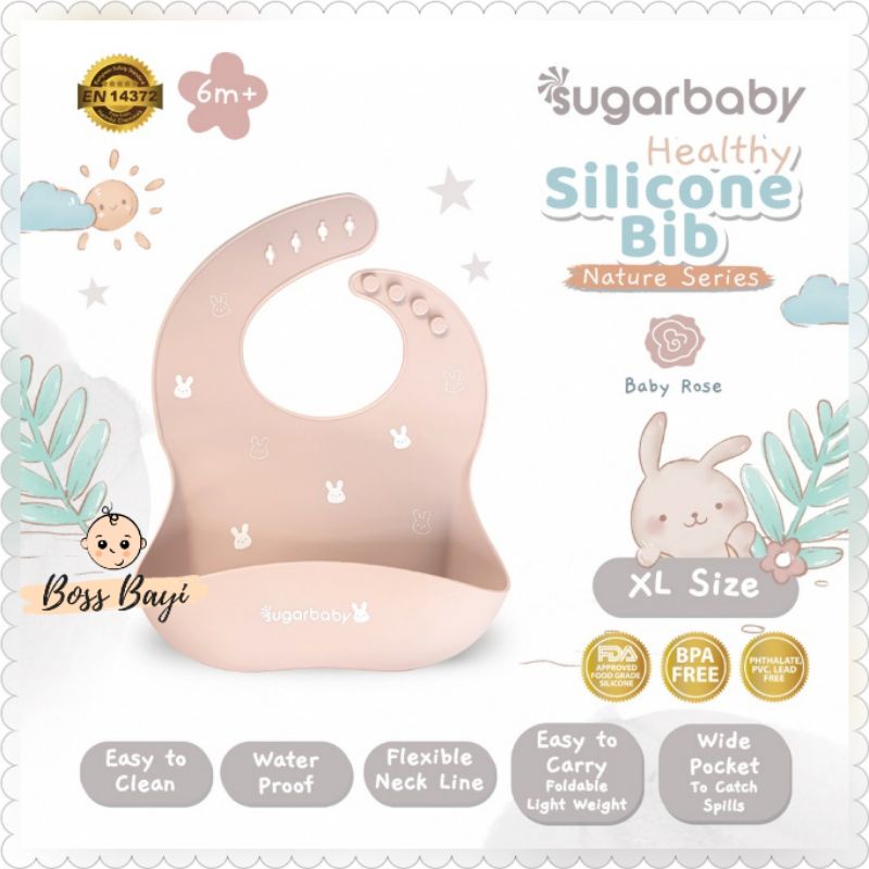 SUGARBABY Healthy Silicone Bib Nature Series /Celemek Makan Bayi Anak Silikon Sugar Baby