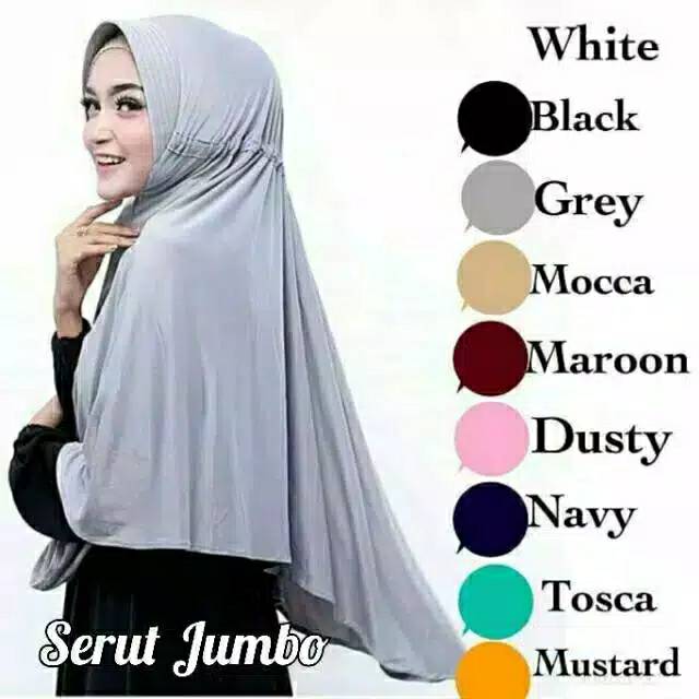 jilbab instan serut jokowi jumbo/serut polos jumbo