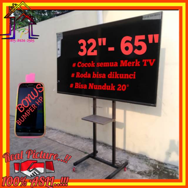 TERLARIS NO#1  Bracket Tv Standing 24 32 40 42 43 50 55 60 65 INCH UNIVERSAL 24&quot; S/D 65&quot; Roda COCOK BANYAK MERK TV