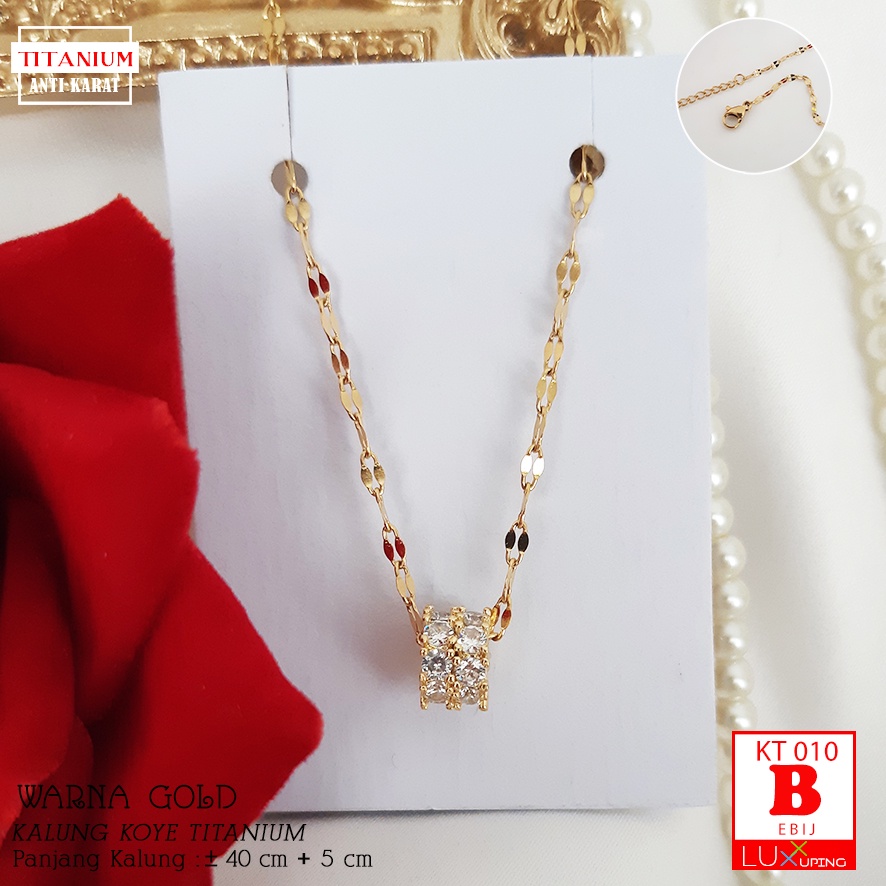 KT 010 Kalung Titanium Dewasa Premium Quality Perhiasan Wanita Bola Boba Aksesoris Korea Permata Zirkon Model Rantai Italia Pecah Kopi Luxx Xuping