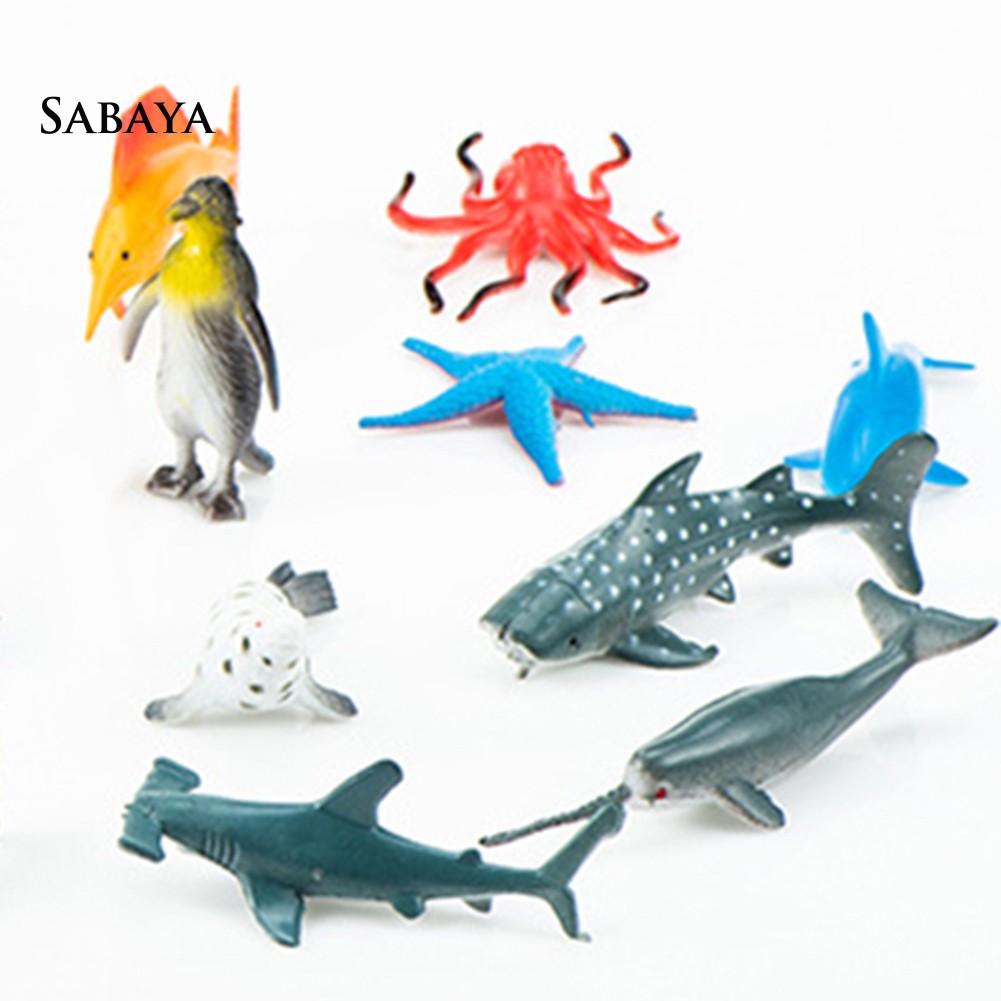 24Pcs Plastic Marine Animal Colorful Ocean Creatures Dolphin Whale Model Toy