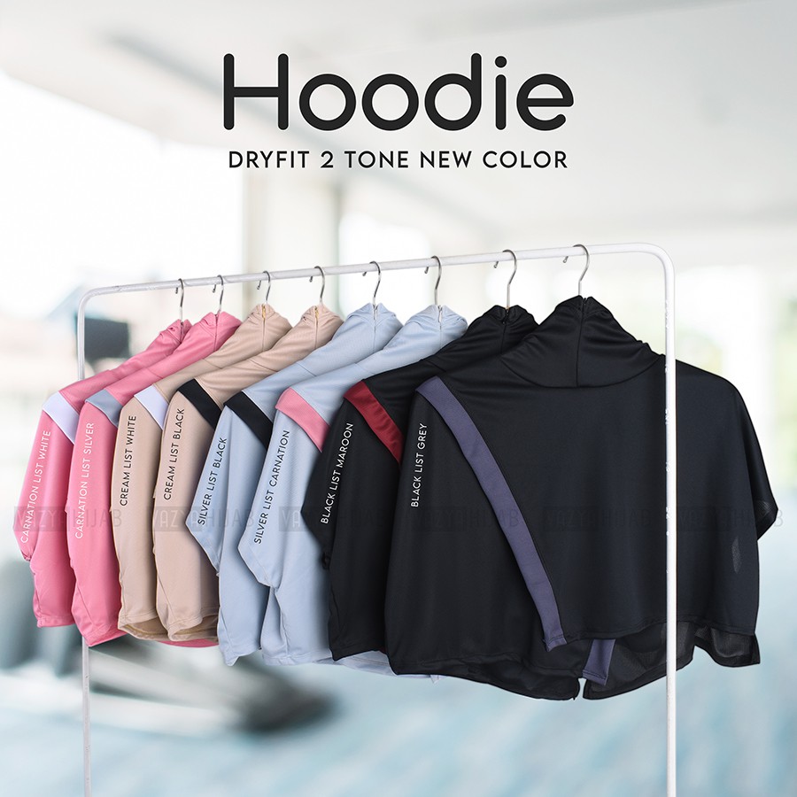 Hoodie Dryfit 2tone New Color (With Earphone Hole)