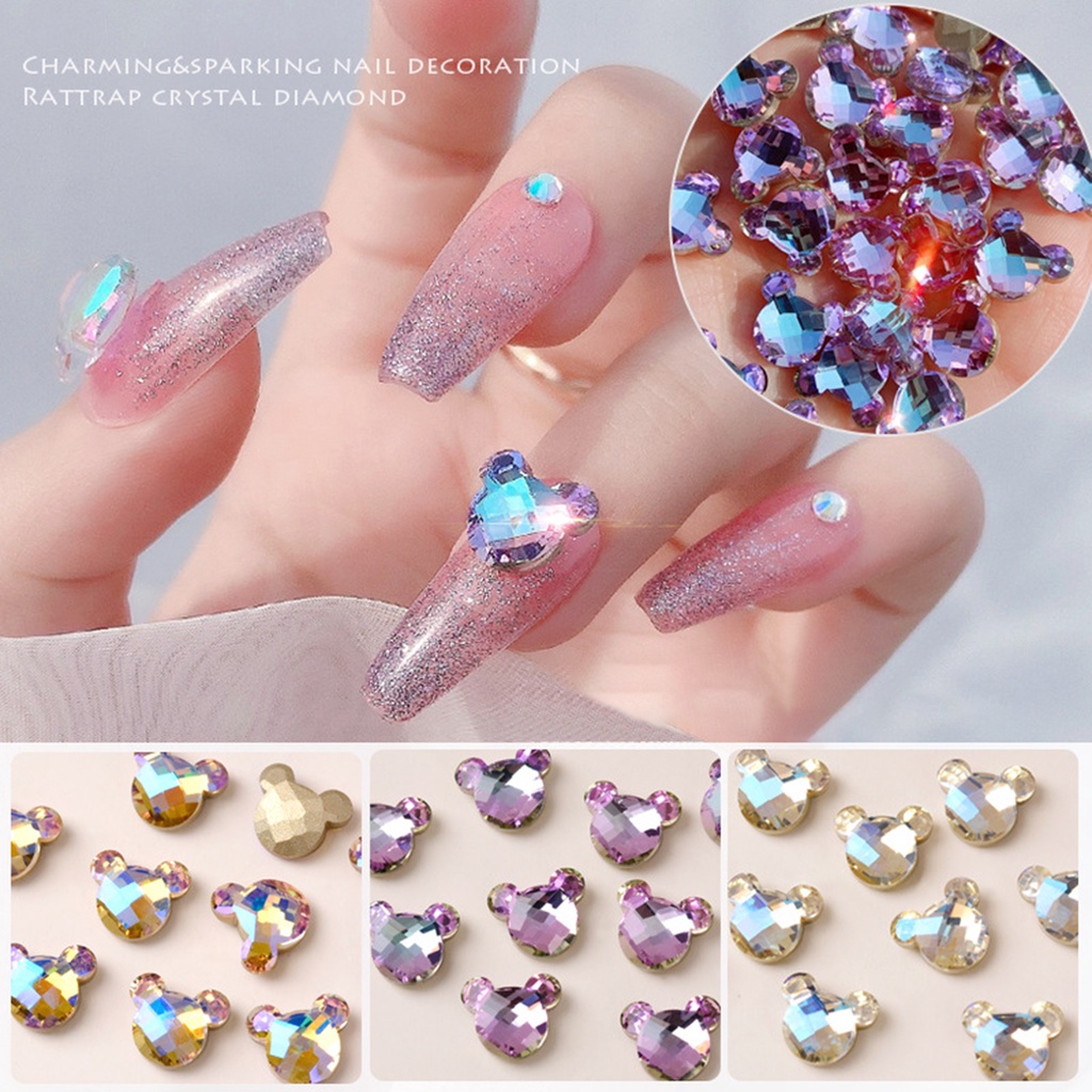 5pcs Berlian Imitasi Glitter Charm Multi faceted Tidak Mudah Berubah Bentuk Untuk Dekorasi Nail Art Wanita