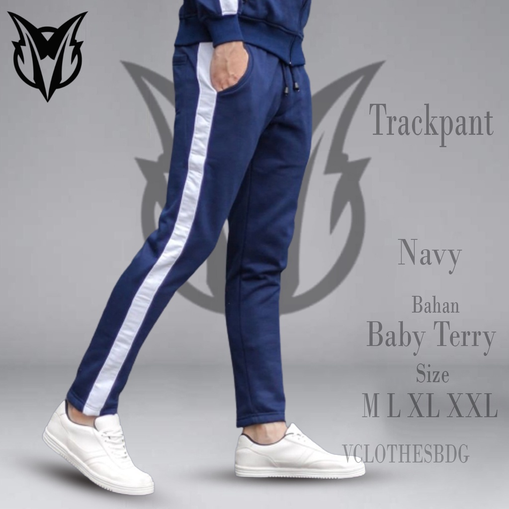 Celana Joger Pria Surfing Distro Premium Training Jogger Trackpant Sweat Azh Panjang PGO-NAVY-PUTIH [TRACKPN]