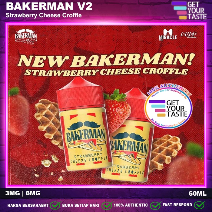 Liquid Bakerman V2 Strawberry Cheese Croffle 60ML by Miracle x Puff