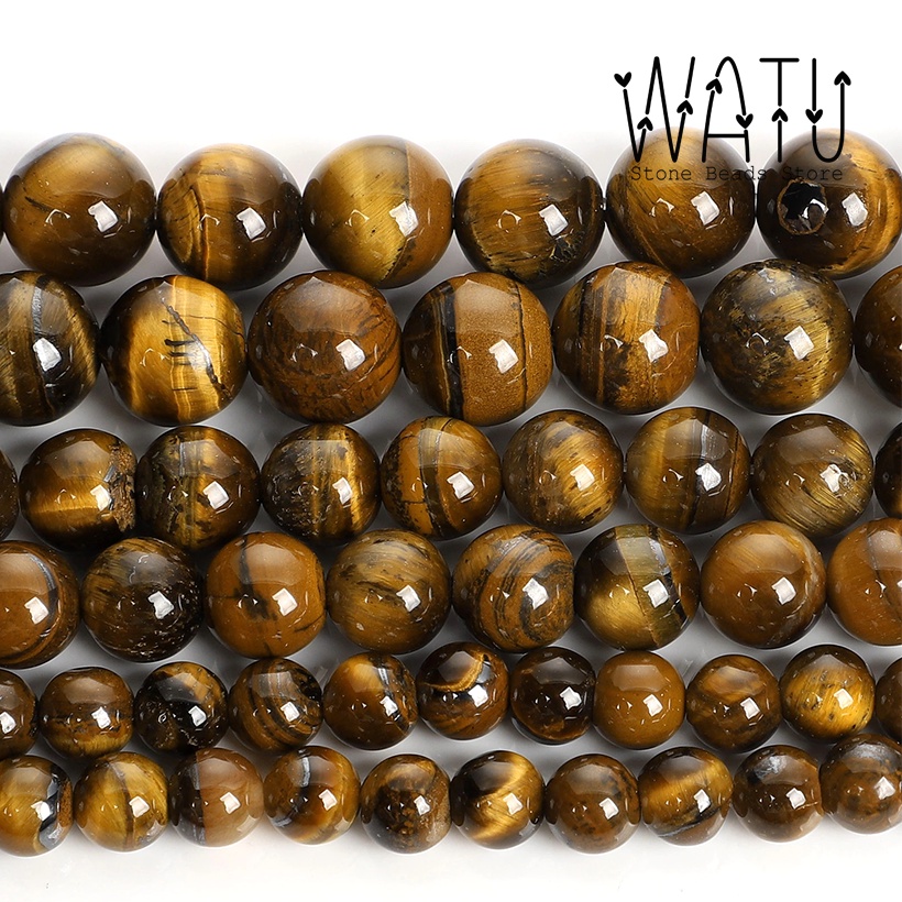 Batu Alam Tiger Eye Brown Natural Round Beads