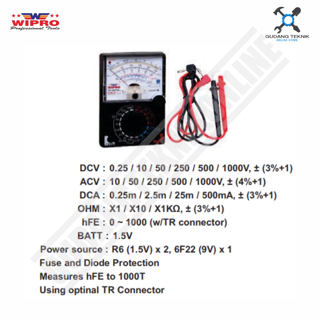 Pengukur Arus Listrik Kabel Tester WIPRO YX-360TRES / Multitester Multimeter Avometer Analog WIPRO YX360TRES - YX 360 TRES WIPRO