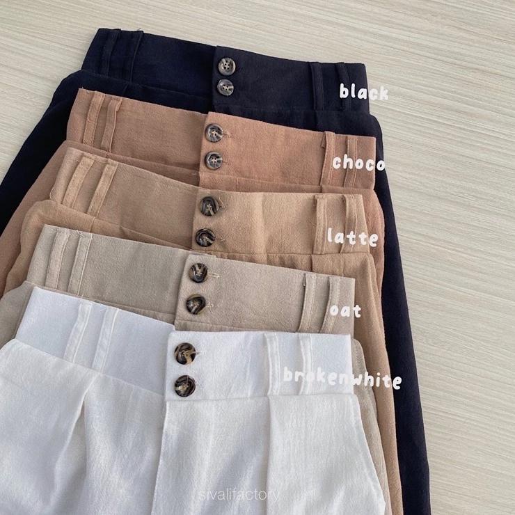 COLE DOUBLE BUTON CELANA KANTOR WANITA LINEN PREMIUM WANITA [MOJ.02Jl22ᴼ]