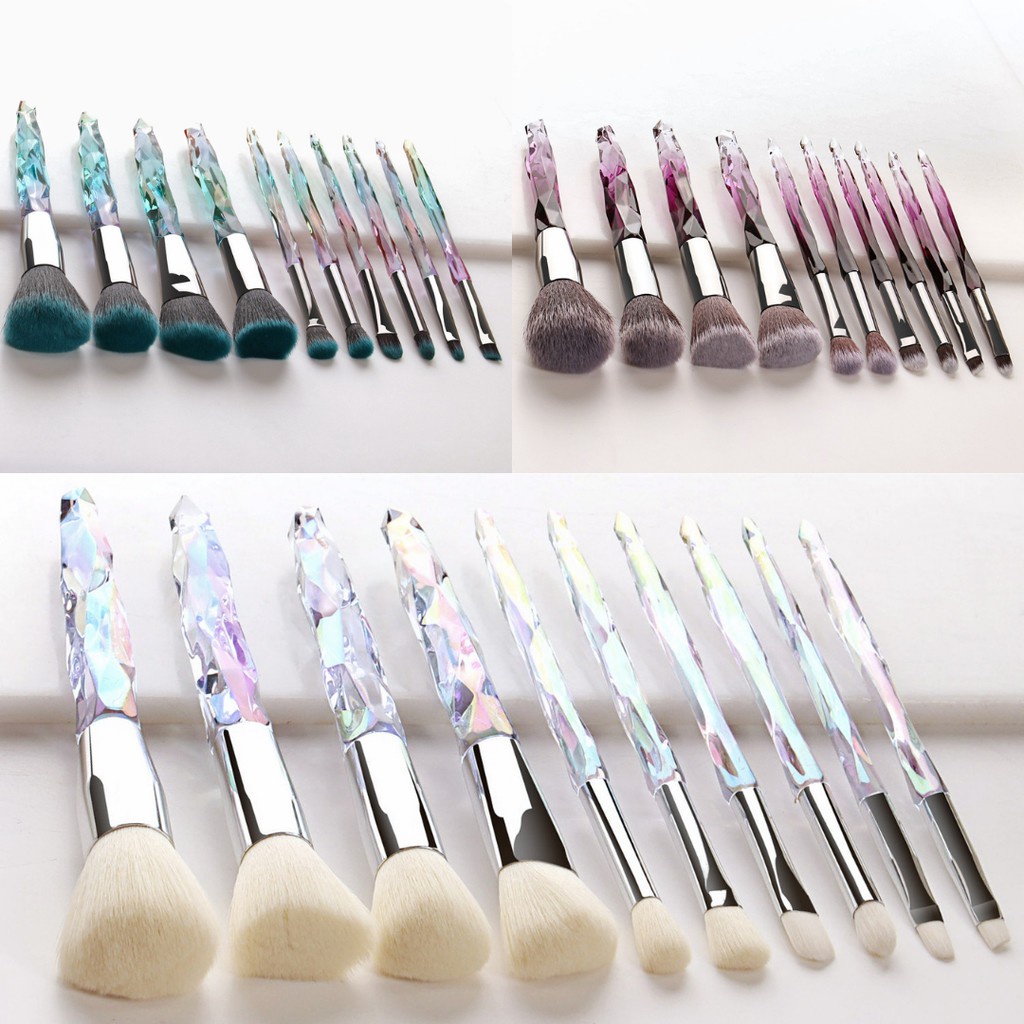 Kuas Make Up Brush 10 Pcs Crystal Kuas Make Up set Profesional
