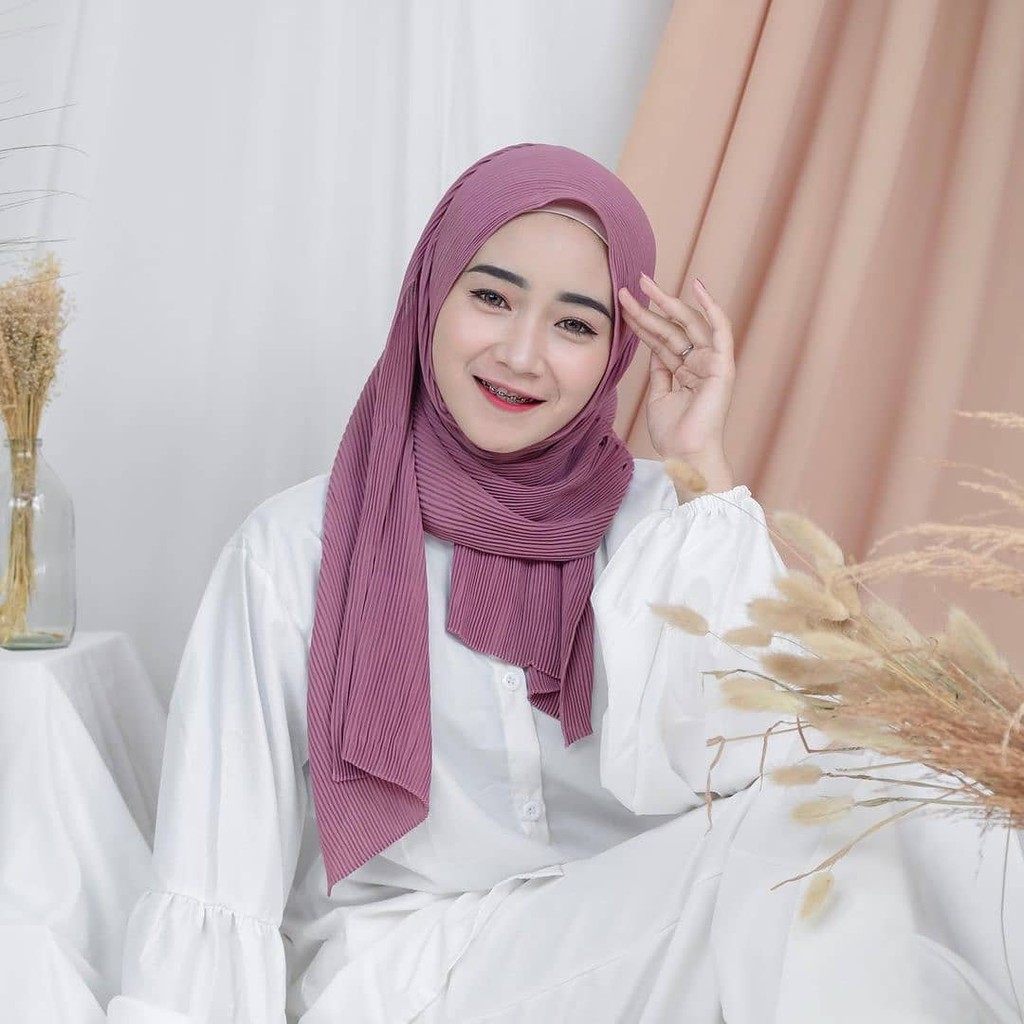 Jilbab Pashmina Plisket Ceruty Babydoll Full Lidi Premium