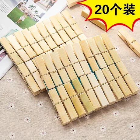 ☀ACCBAYI☀ ACC0065 Penjepit Bambu Bersih / Jepitan Baju Bambu / Jepit Pakaian / Jepit Foto Bahan Kayu / Bamboo Peg Isi 20 Pcs