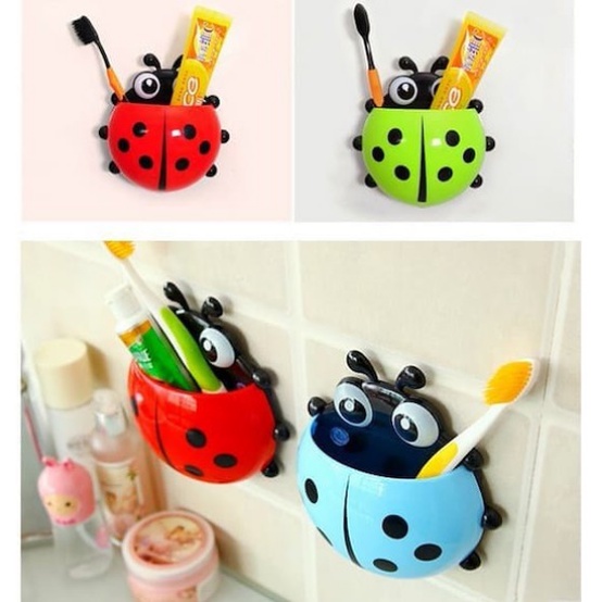 (Terbaru) Tempat Sikat Gigi dan Odol Kumbang - Tempat Odol Dan Sikat Gigi Ladybug Lady Bug Tooth Brush Holder - 1 Pcs-Termurah