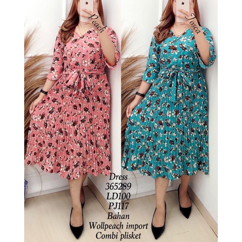 365289 Dress Wollpeach Import Combi Plisket