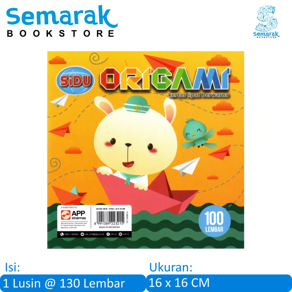 

Sinar Dunia Sidu Origami Kertas Lipat Berwarna 16 x 16 CM [1 Lusin / 130 Lembar]